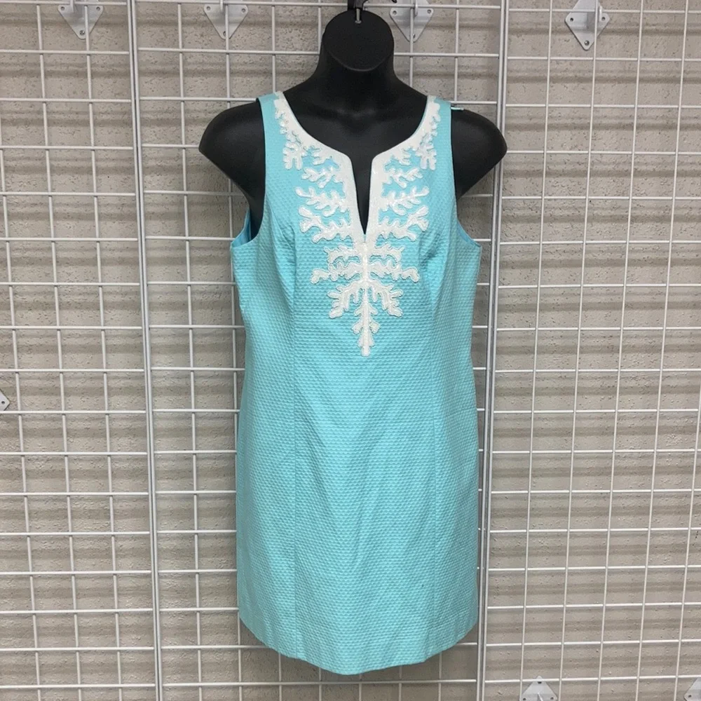 Lilly Pulitzer Sleeveless White Sequin Detailed Blue Dress NWT